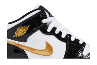 Jordan 1 Mid Patent Black White Gold (GS)