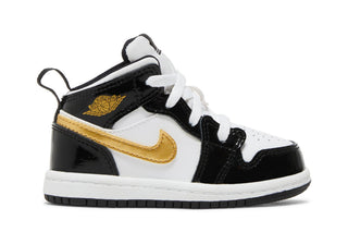 Jordan 1 Mid Patent Black White Gold (TD)
