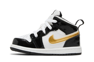 Jordan 1 Mid Patent Black White Gold (TD)
