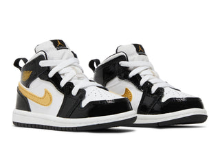 Jordan 1 Mid Patent Black White Gold (TD)