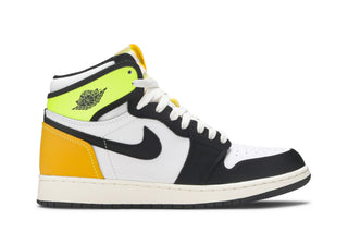 Jordan 1 Retro High White Black Volt University Gold (GS)