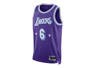 Nike NBA Los Angeles Lakers City Edition Lebron James 6 Dri-FIT Swingman Jersey Field Purple