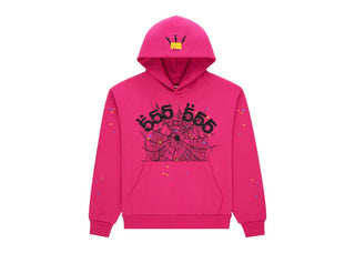 Sp5der Angel Number Hoodie Pink