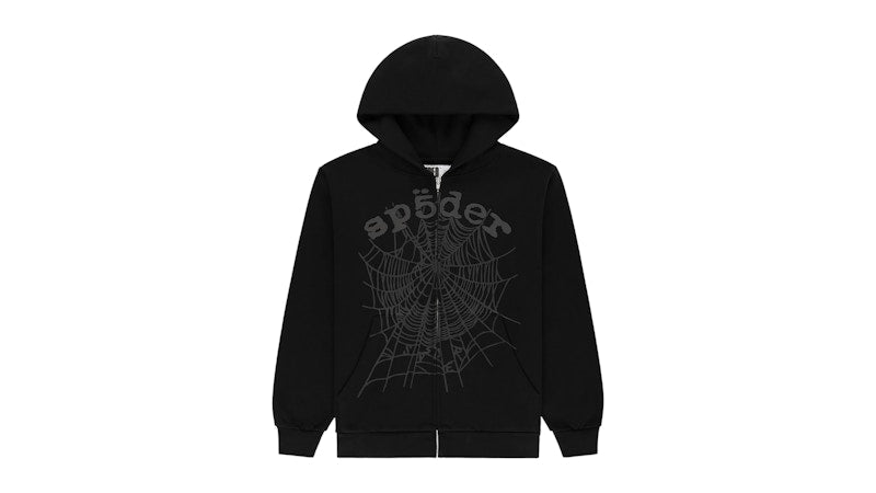 Sp5der OG Web V2 Phantom Zip Up Hoodie Black