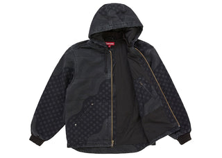 Supreme Flag Quilted Hooded Work Jacket Black
