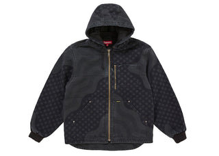 Supreme Flag Quilted Hooded Work Jacket Black