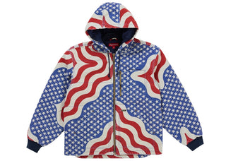 Supreme Flag Quilted Hooded Work Jacket Multicolor