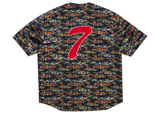 Supreme Floral Jacquard Baseball Jersey Navy