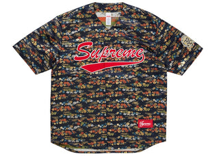 Supreme Floral Jacquard Baseball Jersey Navy