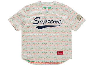 Supreme Floral Jacquard Baseball Jersey White