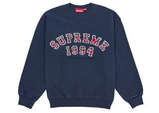 Supreme Plaid Arc Crewneck Navy