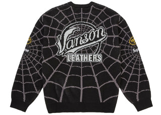 Supreme Vanson Leathers Spider-Man Sweater Black