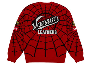 Supreme Vanson Leathers Spider-Man Sweater Red