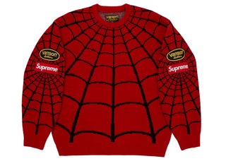 Supreme Vanson Leathers Spider-Man Sweater Red