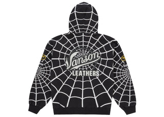 Supreme Vanson Leathers Spider-Man Zip Up Hooded Sweatshirt Black