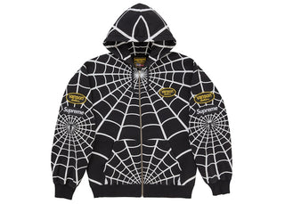 Supreme Vanson Leathers Spider-Man Zip Up Hooded Sweatshirt Black