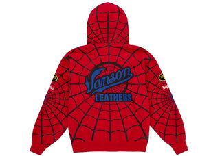 Supreme Vanson Leathers Spider-Man Zip Up Hooded Sweatshirt Red