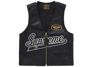 Supreme Vanson Leathers Spider Web Vest Black