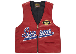 Supreme Vanson Leathers Spider Web Vest Red
