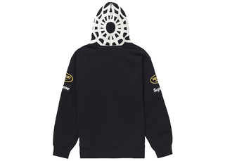 Supreme Vanson Leathers Spider Web Zip Up Hooded Sweatshirt Black