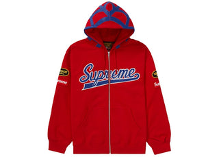 Supreme Vanson Leathers Spider Web Zip Up Hooded Sweatshirt Red