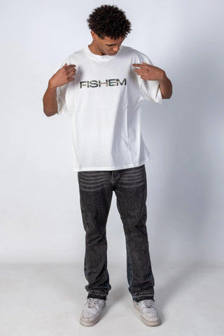 Fishem Wide Logo Tee Camo White